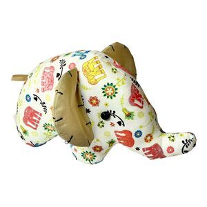 Nara Ya Elephant Plush Stuffed Zoo Animal Ellie Plush Wildlife Toy Cotton Print